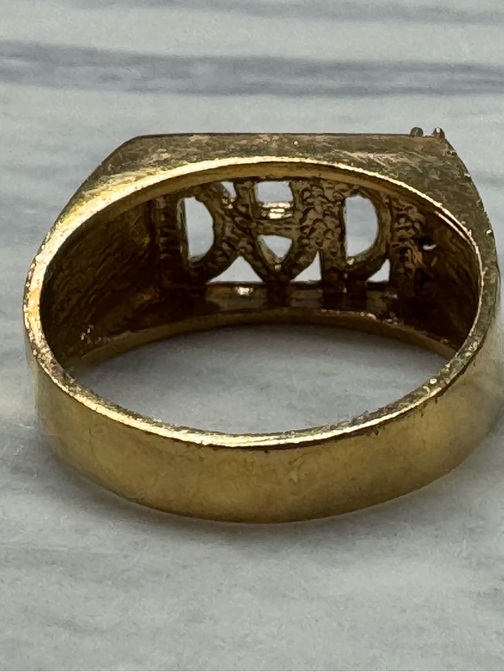 Vintage DAD Statement Ring Colorful Stone Accent Brass Sample Ring Size 9.5 - Picture 8 of 16